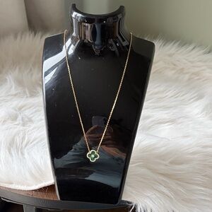 Adina Eden Gold-Tone Necklace with Green Clover Pendant